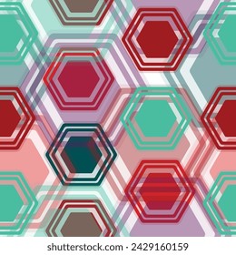 Seamless knitted pattern in the form of gradient rhombuses is crocheted with multi-colored threads.  Hexagon multicolor pattern.