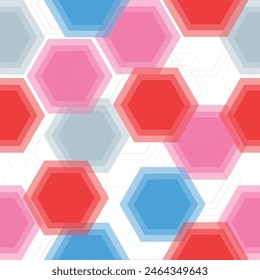 Seamless knitted pattern in the form of gradient rhombuses is crocheted with multi-colored threads.  Geometric openwork. Pattern in multicolor hexagon. Modern ornament.