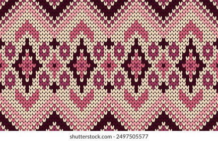 Nahtloses Strickmuster. Herzkreuz Stickerei nahtloses Muster auf Hintergrund. Design für Mode Textur, Stoff, Kleidung, Umhüllung, Druck geometrische ethnische orientalische.