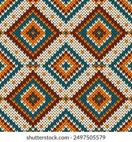 Seamless Knitted Pattern. Heart Cross Stitch Embroidery seamless pattern on background. Design for fashion texture,fabric,clothing,wrapping,print geometric ethnic oriental.