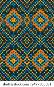 Seamless Knitted Pattern. Heart Cross Stitch Embroidery seamless pattern on background. Design for fashion texture,fabric,clothing,wrapping,print geometric ethnic oriental.