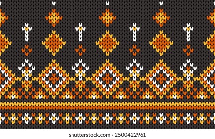 Seamless Knitted Pattern. Heart Cross Stitch Embroidery seamless pattern on background. Design for fashion texture,fabric,clothing,wrapping,print geometric ethnic oriental.
