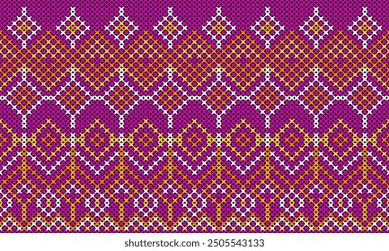 Patrón de punto sin costuras. Patrón sin costuras del bordado de la puntada cruzada del corazón en fondo. Diseño para textura de moda, tela, ropa, envoltura, impresión geométrica étnica oriental.