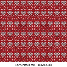 Seamless knitted pattern with hearts.