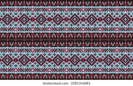 Seamless Knitted Pattern with intricate geometric embroidery. Perfect for fashion texture. Fabric prints, gift wrapping,mobile case. Inspired by ethnic and oriental art, adding elegance to any project