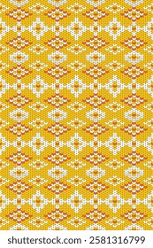 Seamless Knitted Pattern with intricate geometric embroidery. Perfect for fashion texture. Fabric prints, gift wrapping, mobile case. Inspired by ethnic and oriental art, adding elegance to any projec