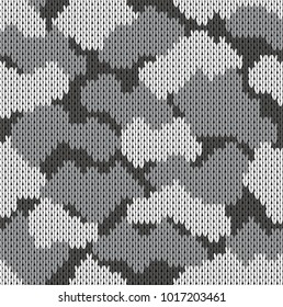 Seamless knitted pattern khaki. Woolen knitted texture. Vector illustration