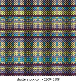 Seamless knitted pattern. Multicolored repeating tribal template
