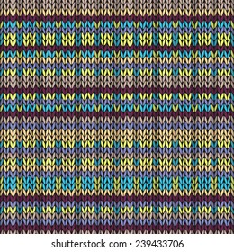 Seamless knitted pattern. Multicolored repeating tribal template