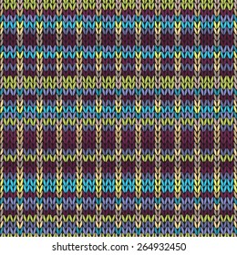 Seamless knitted pattern. Multicolored repeating tribal template