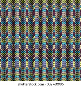 Seamless knitted pattern. Multicolored repeating tribal template