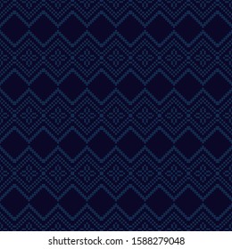 Seamless knitted pattern. Norwegian drawing. Vector illustration for web design or print.