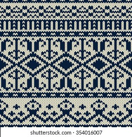 Seamless Knitted Pattern. Norwegian sweater ornaments.