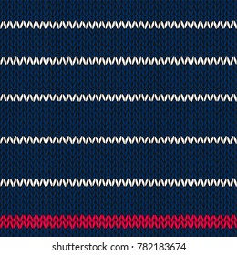 Seamless knitted pattern with red white stripes