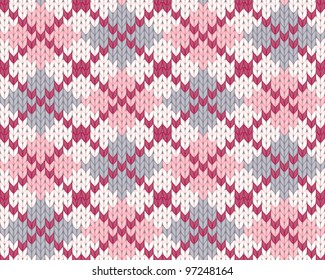 Seamless knitted pattern with rhombus for clothing. EPS 8 vector illustration.