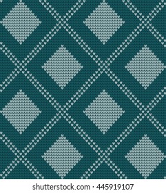 Seamless knitted pattern in rhombuses