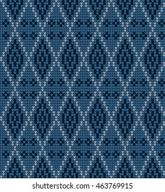 Seamless knitted pattern in rhombuses