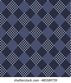 Seamless knitted pattern in rhombuses