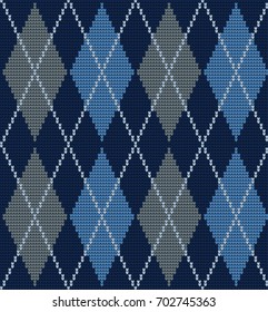 Seamless knitted pattern in rhombuses