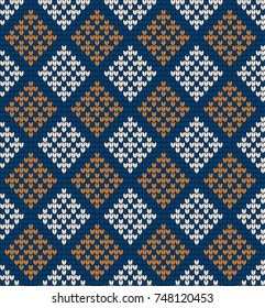 Seamless knitted pattern in rhombuses