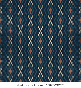 seamless knitted pattern with rhombuses, winter warm background