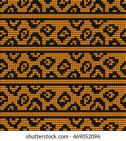 Seamless knitted pattern skin wild animals