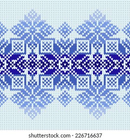 seamless knitted pattern with snowflakes
