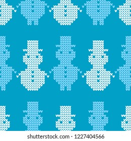 Seamless knitted pattern with Snowmen. A warm sweater. Christmas pattern. Can be used for wallpaper, textile, invitation card, wrapping, web page background.