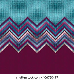 Seamless knitted pattern. Style blue purple christmas background