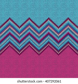 Seamless knitted pattern. Style blue purple christmas background
