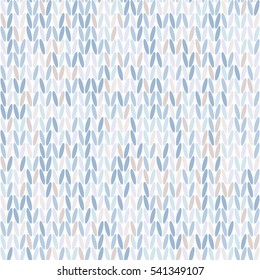 Seamless knitted pattern in style in cool colors. Blue and gray shapes.