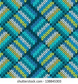 Seamless Knitted Pattern. Style Knit woolen jacquard ornament texture. Fabric color tracery background