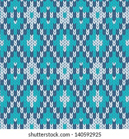 Seamless Knitted Pattern. Style Knit woolen jacquard ornament texture. Fabric color tracery background
