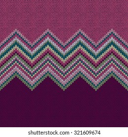 Seamless knitted pattern. Style pink yellow green red white christmas background