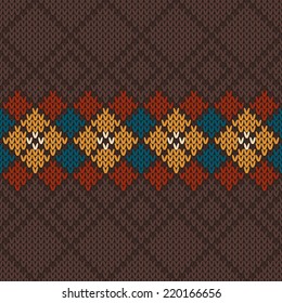 Seamless knitted pattern. Vector background