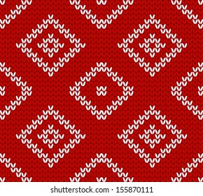Seamless knitted pattern - vector illustration