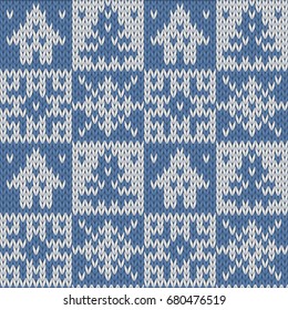Seamless Knitted Pattern. Winter Holiday background.
