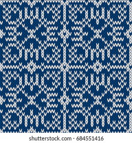 Seamless Knitted Pattern.
Winter Holiday background.
