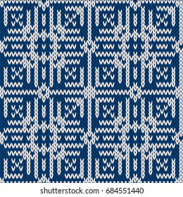 Seamless Knitted Pattern.
Winter Holiday background.
