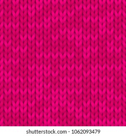 Seamless knitted pattern. Woolen cloth. Pink Knitted Pattern. Illustration for design, backgrounds, wallpaper. Vector illustration.