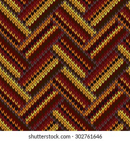 Seamless Knitted Pattern. Yellow Orange Red Brown Grey Black Color Swatch