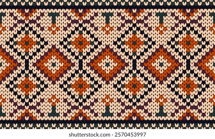 Seamless Knitted Pattern.Heart Cross Stitch Embroidery seamless pattern on background.Design for fashion texture.fabric,clothing,wrapping,print geomentetric ethnic oriental.