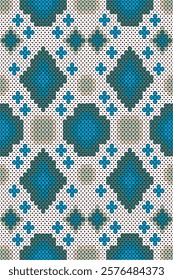 Seamless knitted Patterns.Heart Cross Stitch Embroidery seamless pattern on      background.Design for fashion texture,fabric,clothing,wrapping,print geometric ethnic 