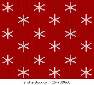 Seamless knitted red pattern. Christmas backgroung