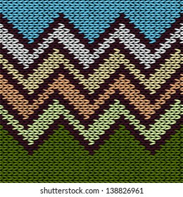 Seamless Knitted Stylized Geometric Pattern with Wave