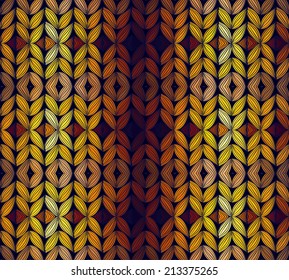 Seamless knitted sunset pattern, vector illustration