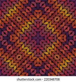 Seamless knitted sunset pattern, vector illustration.