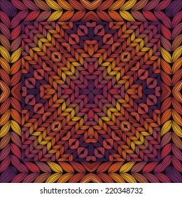 Seamless knitted sunset pattern, vector illustration.