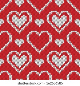 Seamless knitted sweater pattern with hearts. Can be used for wallpaper, pattern fills, web page background,surface textures