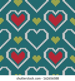 Seamless knitted sweater pattern with hearts. Can be used for wallpaper, pattern fills, web page background,surface textures